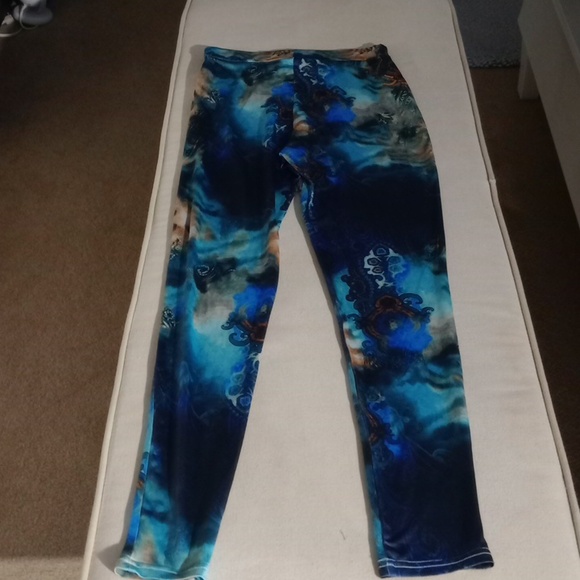 BNWT good time USA fun boho blue and green print leggings size medium - Picture 4 of 7